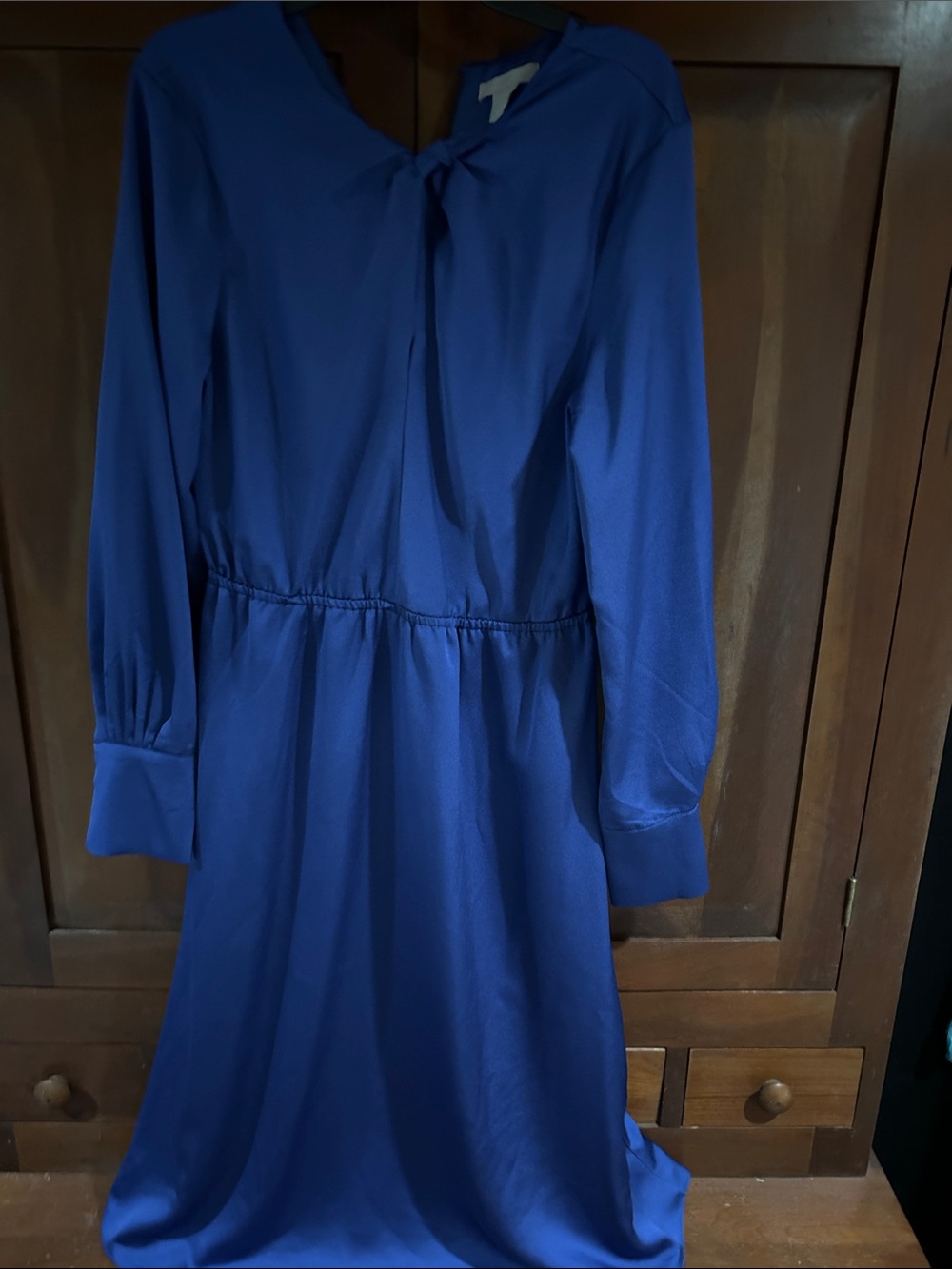 H&M Deep Blue Tie-Neck Blouse